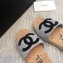 Chanel CC Logo Mules Slipper Sandals Gray Runway 2020