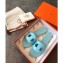 Hermes Lisboa Slipper Sandals Macaron Blue