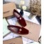 Burberry Monogram Motif Leather Loafers Suede Burgundy 2020