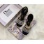 Dior Granville Embroidered Cotton Wedge Lace-up Espadrilles Black 2020