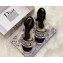 Dior Granville Embroidered Cotton Wedge Lace-up Espadrilles Black 2020