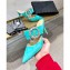Louis Vuitton Heel 8.5cm Madeleine Mules Velvet Turquoise 2020