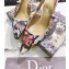 Dior Heel 6.5cm J'Adior Slingback Pumps Multicolor Cotton with Rosa Mutabilis Embroidery 2020