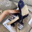 Dior Granville Embroidered Cotton Wedge Lace-up Espadrilles Sandals Blue 2020