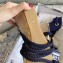 Dior Granville Embroidered Cotton Wedge Lace-up Espadrilles Sandals Blue 2020