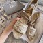 Dior Granville Embroidered Cotton Wedge Lace-up Espadrilles Sandals Beige 2020