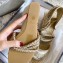 Dior Granville Embroidered Cotton Wedge Lace-up Espadrilles Sandals Beige 2020