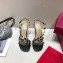 Valentino Heel 9.5cm Rockstud Slingback Pumps Sandals Black 2020