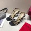 Valentino Heel 9.5cm Rockstud Slingback Pumps Sandals Black 2020