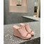 Valentino Heel 12cm Platform 2.5cm Rockstud Calfskin Wedge Mules Nude Pink 2020
