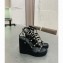 Valentino Heel 12cm Platform 2.5cm Rockstud Leather Ankle Strap Wedge Sandals Black 2020