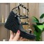 Valentino Heel 12cm Platform 2.5cm Rockstud Leather Ankle Strap Wedge Sandals Black 2020