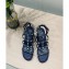 Valentino Heel 12cm Platform 2.5cm Rockstud Leather Ankle Strap Wedge Sandals Blue 2020