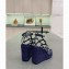 Valentino Heel 12cm Platform 2.5cm Rockstud Leather Ankle Strap Wedge Sandals Blue 2020