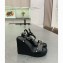 Valentino Heel 12cm Platform 2.5cm Ankle Strap Wedge Sandals Black with Stud Details 2020