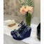 Valentino Heel 12cm Platform 2.5cm Ankle Strap Wedge Sandals Blue with Stud Details 2020