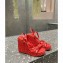 Valentino Heel 12cm Platform 2.5cm Rockstud Calfskin Ankle Strap Wedge Sandals Red 2020