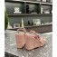 Valentino Heel 12cm Platform 2.5cm Rockstud Calfskin Ankle Strap Wedge Sandals Nude Pink 2020