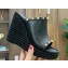 Valentino Heel 12cm Platform 2.5cm Rockstud Calfskin Wedge Mules Black 2020
