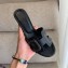 Hermes Heel 5cm Oasis Slipper Sandals Black/Stitching 2020
