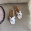 Hermes Oran Flat Slipper Sandals White/Stitching 2020