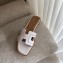 Hermes Oran Flat Slipper Sandals White/Stitching 2020