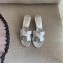 Hermes Heel 5cm Oasis Slipper Sandals White/Silver 2020