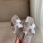 Hermes Oran Flat Slipper Sandals White/Silver 2020