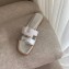 Hermes Oran Flat Slipper Sandals White/Silver 2020