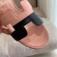 Hermes Heel 5cm Oasis Slipper Sandals Pink/Black 2020