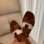 Hermes Oran Flat Slipper Sandals White/Brown 2020