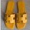 Hermes Oran Flat Slipper Sandals Yellow/Stitching 2020