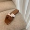 Hermes Oran Flat Slipper Sandals White/Brown 2020