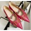 Gucci Chain Leather Ballet Flats with Horsebit 621161 Fuchsia