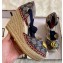 Gucci GG Matelassé Canvas Platform Espadrilles Sandals Blue 2020