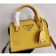 Prada Saffiano Leather Handbag 1BA269 Yellow 2020