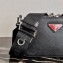 Prada Brique Saffiano Leather Cross-Body Bag 2VH070 Black/Red Logo 2020
