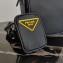Prada Nylon Bandoleer Cross-Body Bag 2VH112 Black/Yellow Logo 2020