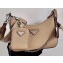 Prada Re-Edition 2005 Saffiano Leather Shoulder Hobo Bag 1BH204 Beige 2020