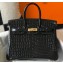 Hermes Birkin 25cm/30cm Bag in Crocodile Pattern Black