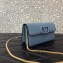 Valentino VSLING Grainy Calfskin Wallet with Chain Strap Bag Blue 2020
