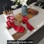 Balenciaga Heel 8cm Moon Ankle Strap Sandals Red 2020