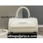 Balenciaga Round Top Handle Bag in Crocodile Embossed Calfskin White 2020