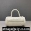 Balenciaga Round Top Handle Bag in Crocodile Embossed Calfskin White 2020