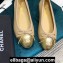 Chanel Classic Bow Ballerinas Flats Leather Beige/Gold