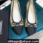 Chanel Classic Bow Ballerinas Flats Logo Print Beige
