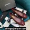 Chanel Classic Bow Ballerinas Flats Leather Grained Burgundy