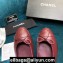 Chanel Classic Bow Ballerinas Flats Leather Grained Burgundy