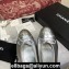 Chanel Classic Bow Ballerinas Flats Leather Silver