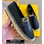 Fendi Croco Pattern Espadrilles Black with FF Baguette 2020